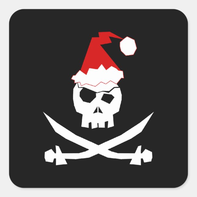 Pirate Santa Square Sticker (Front)