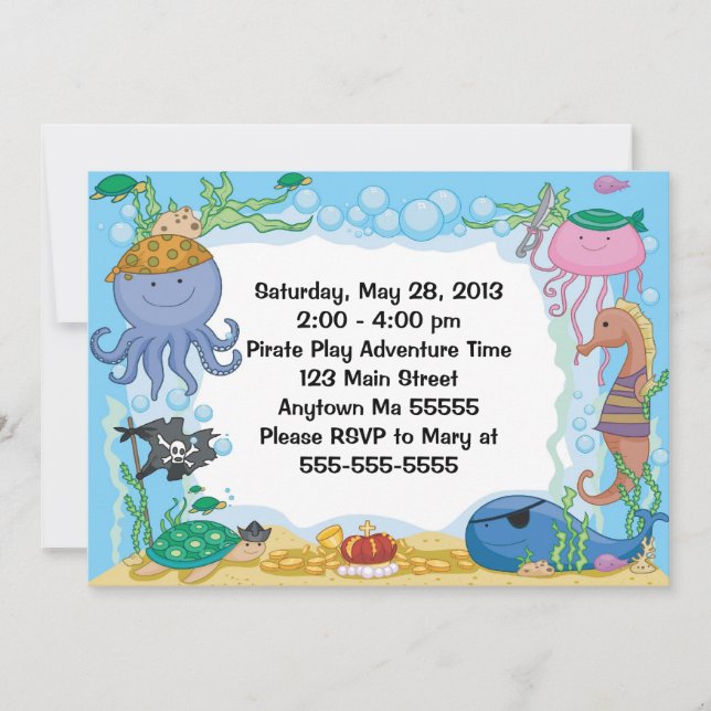 Pirate Sea Creatures Invitation (Front)