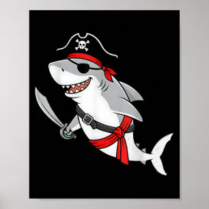 Pirate Shark Toddler Boy Funny Kids Halloween Poster