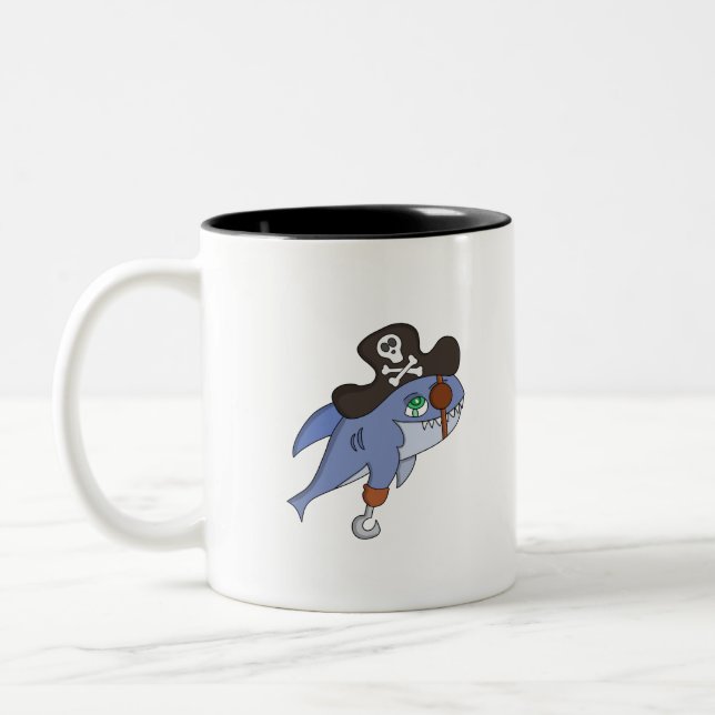 Pirate Shark Two-Tone Coffee Mug (Left)