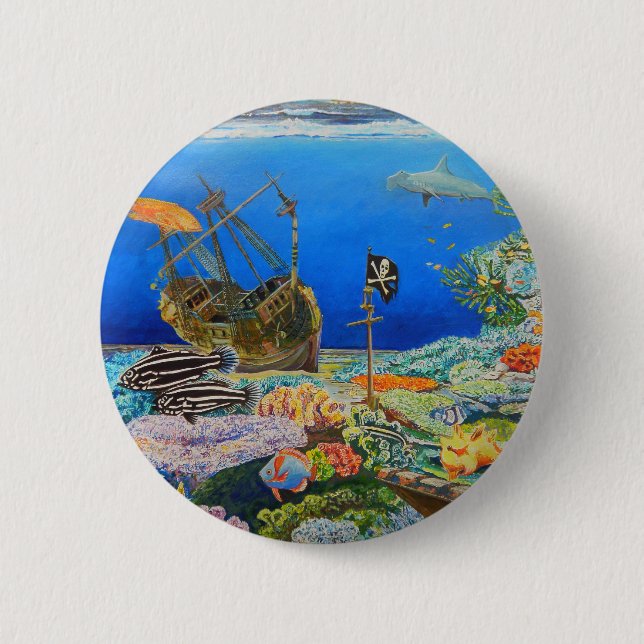 Pirate Ship 6 Cm Round Badge (Front)