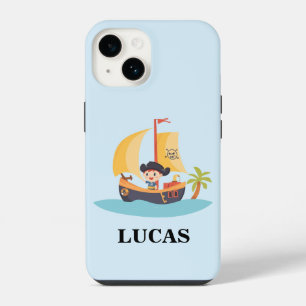 Pirate Ship Ahoy-Matey Kids Personalised iPhone 14 Case