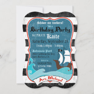 Pirate Ship and Ocean Birthday Invitation