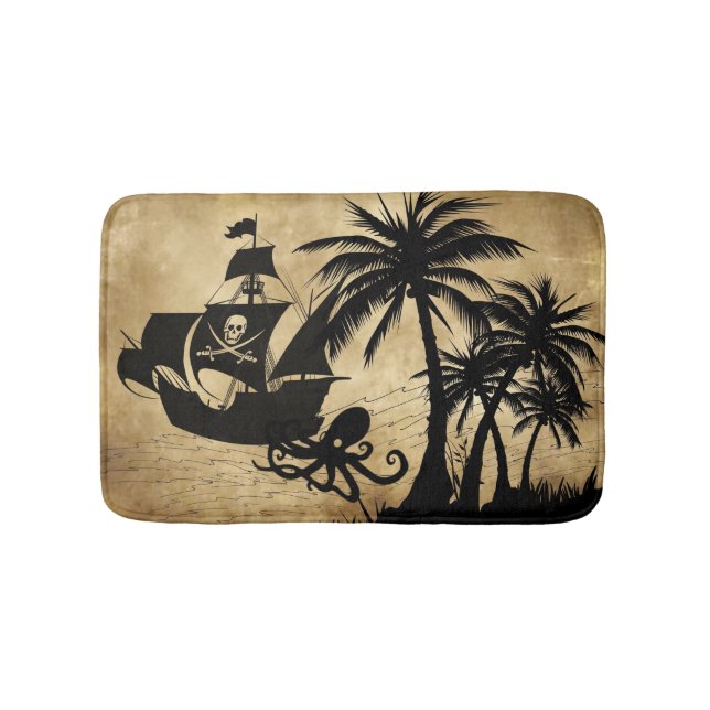 Pirate Ship At Sea Bath Mat (Front)