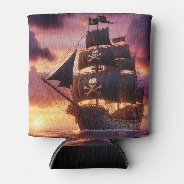 Pirate ship at sunrise/sunset  can cooler (Front)
