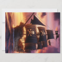 Pirate ship at sunrise/sunset