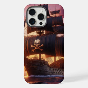 Pirate ship at sunrise/sunset  iPhone 15 pro max case