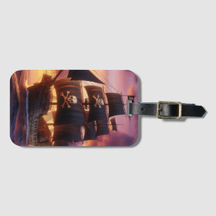 Pirate ship at sunrise/sunset  luggage tag