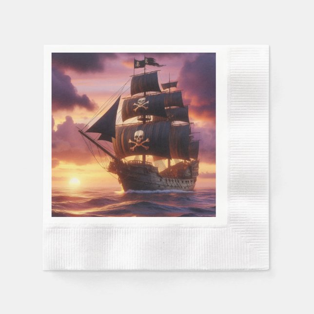 Pirate ship at sunrise/sunset  napkin (Front)