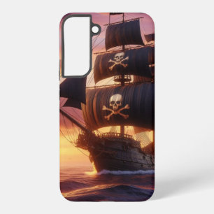 Pirate ship at sunrise/sunset  samsung galaxy case