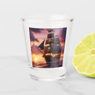 Pirate ship at sunrise/sunset  shot glass