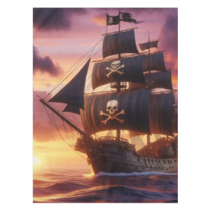 Pirate ship at sunrise/sunset  tablecloth
