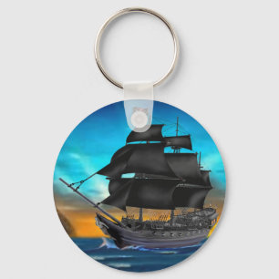 PIRATE SHIP AT SUNSET KEY RING