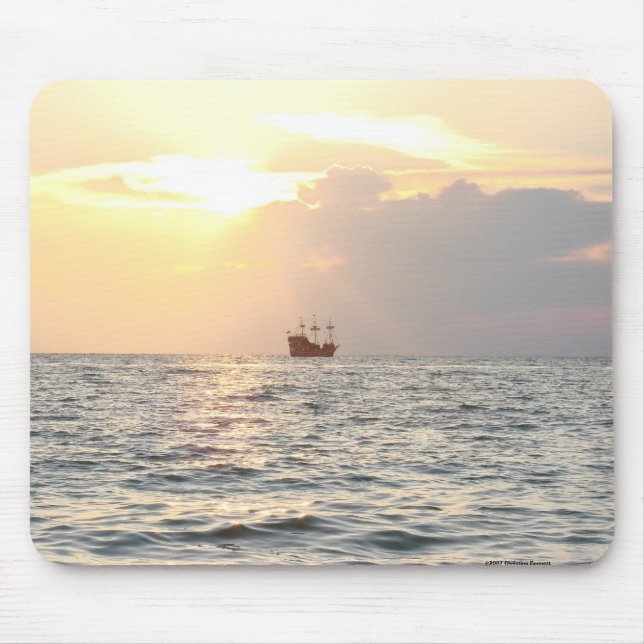 Pirate Ship at Sunset Mouse Mat (Front)