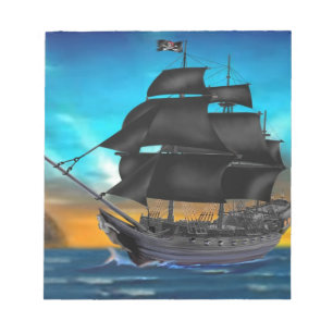 PIRATE SHIP AT SUNSET NOTEPAD