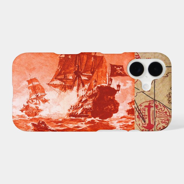 PIRATE SHIP BATTLE / ANTIQUE PIRATES TREASURE MAPS (Back (Horizontal))