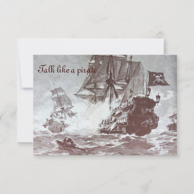 PIRATE SHIP BATTLE / ANTIQUE PIRATES TREASURE MAPS ANNOUNCEMENT (Front)