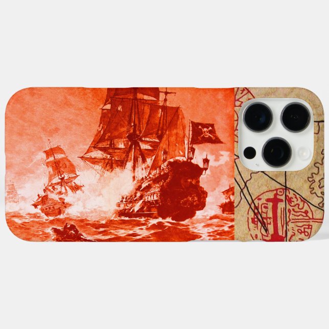 PIRATE SHIP BATTLE / ANTIQUE PIRATES TREASURE MAPS Case-Mate iPhone CASE (Back (Horizontal))