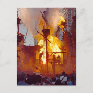 Pirate Ship Battle At Treasure Island In Vegas Postcard