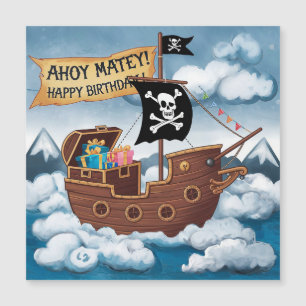 Pirate Ship Birthday Card - Ahoy Matey!