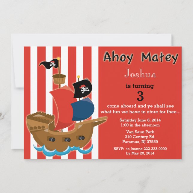 Pirate Ship Birthday Invitation (Front)
