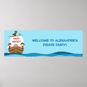Pirate Ship Birthday Party Banner Poster
