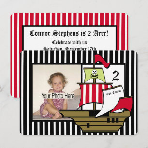 Pirate Ship Birthday Photo Invitation