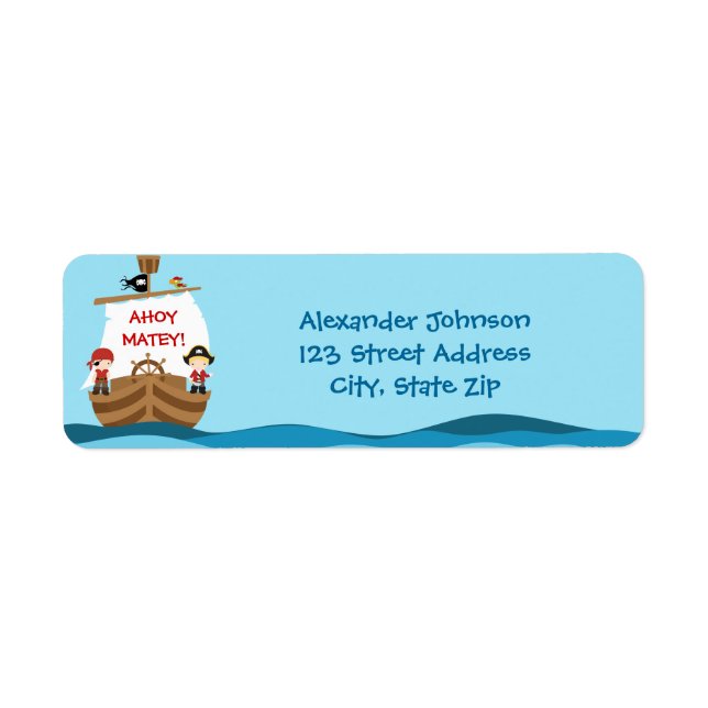 Pirate Ship Birthday Return Address Labels (Front)