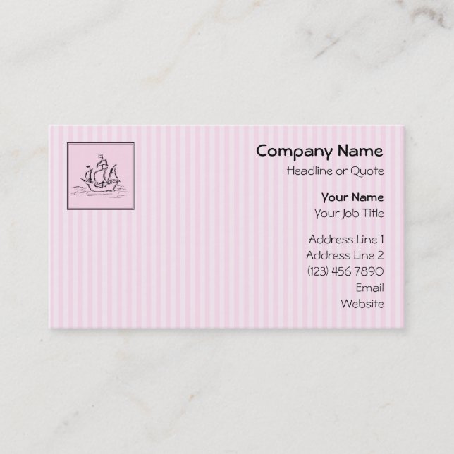 Pirate Ship. Black and Pink. Business Card (Front)