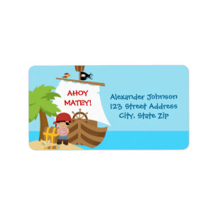 Pirate Ship Boy Birthday Address Label
