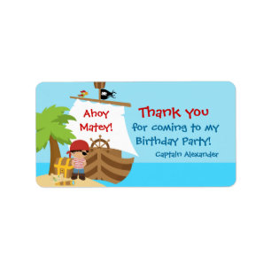 Pirate Ship Boy Birthday Favour Tag Label