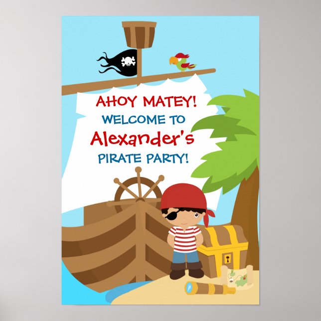 Pirate Ship Boy Birthday Party Poster (Front)