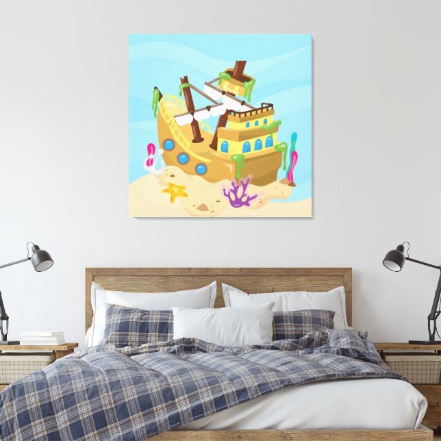Pirate Ship Canvas Print (Insitu(Bedroom))