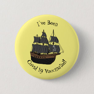 Pirate ship cartoon illustration 6 cm round badge