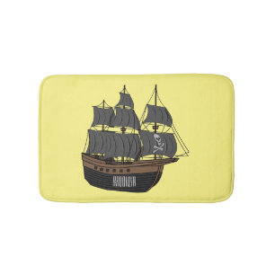 Pirate ship cartoon illustration  bath mat