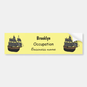 Pirate ship cartoon illustration bumper sticker