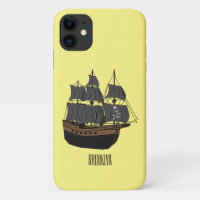 Pirate ship cartoon illustration 