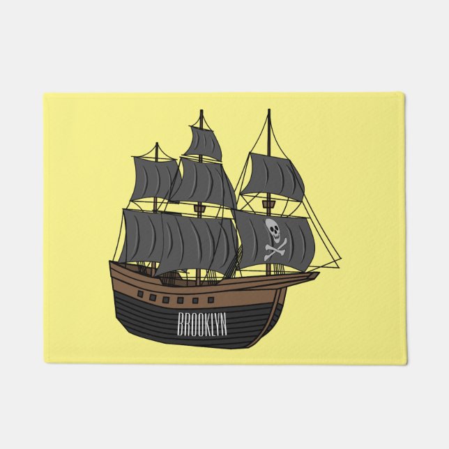 Pirate ship cartoon illustration  doormat (Front)