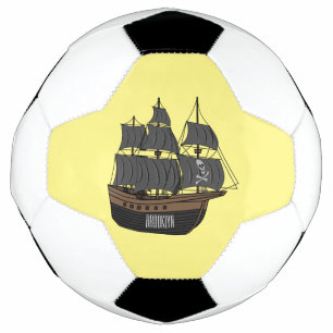 Pirate ship cartoon illustration football