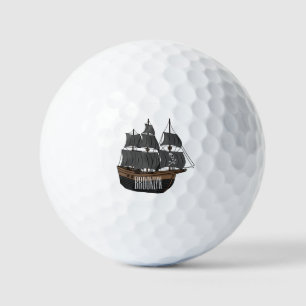 Pirate ship cartoon illustration  golf balls