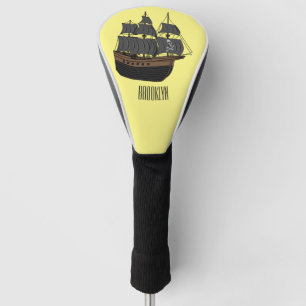 Pirate ship cartoon illustration  golf head cover