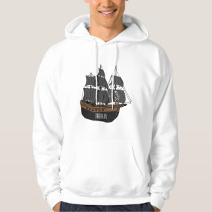 Pirate ship cartoon illustration hoodie