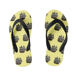 Pirate ship cartoon illustration  kid's flip flops