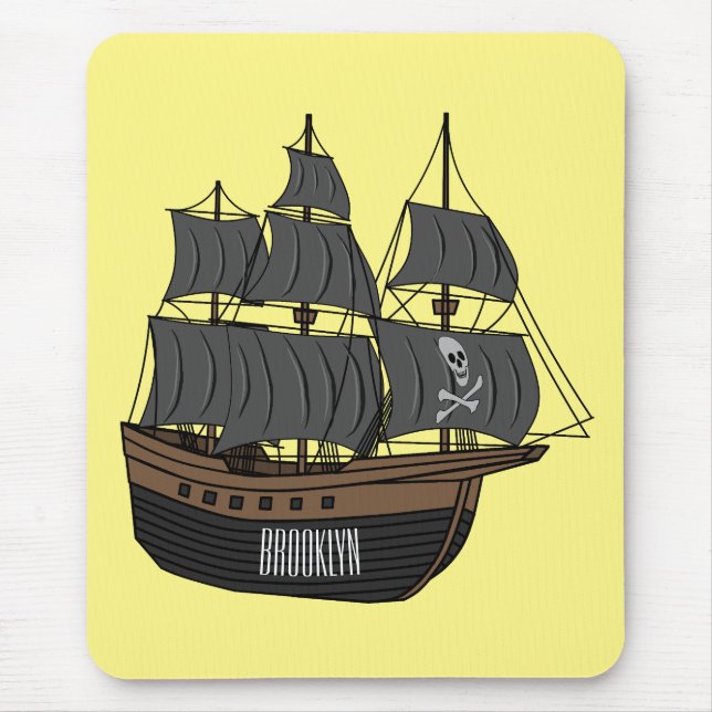 Pirate ship cartoon illustration  mouse mat (Front)