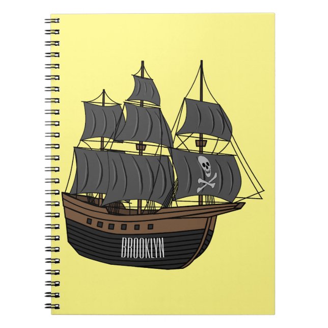 Pirate ship cartoon illustration  notebook (Front)