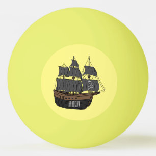 Pirate ship cartoon illustration  ping pong ball
