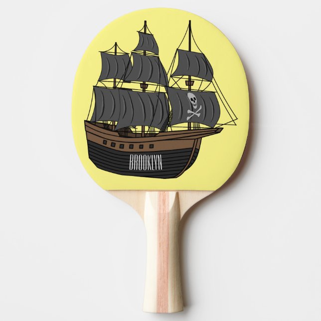 Pirate ship cartoon illustration  ping pong paddle (Front)