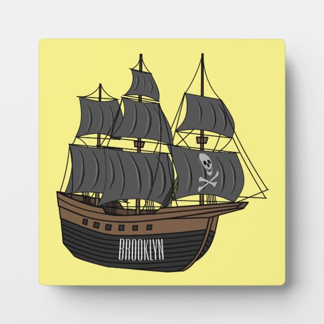 Pirate ship cartoon illustration  plaque (Front)