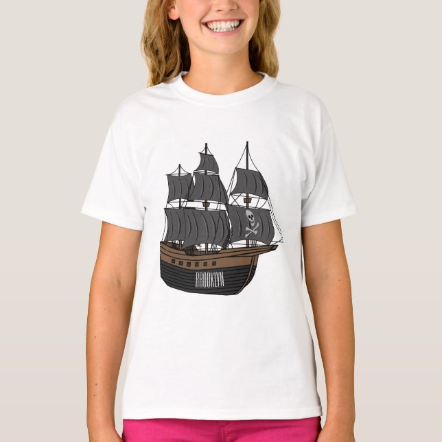 Pirate ship cartoon illustration  T-Shirt (Front)