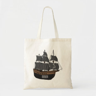 Pirate ship cartoon illustration  tote bag